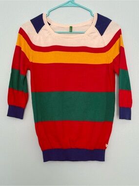 Women’s Multicolor Striped Sweater - Red, Green & Yellow
